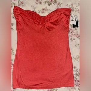 NWT Strapless lightweight coral cotton top